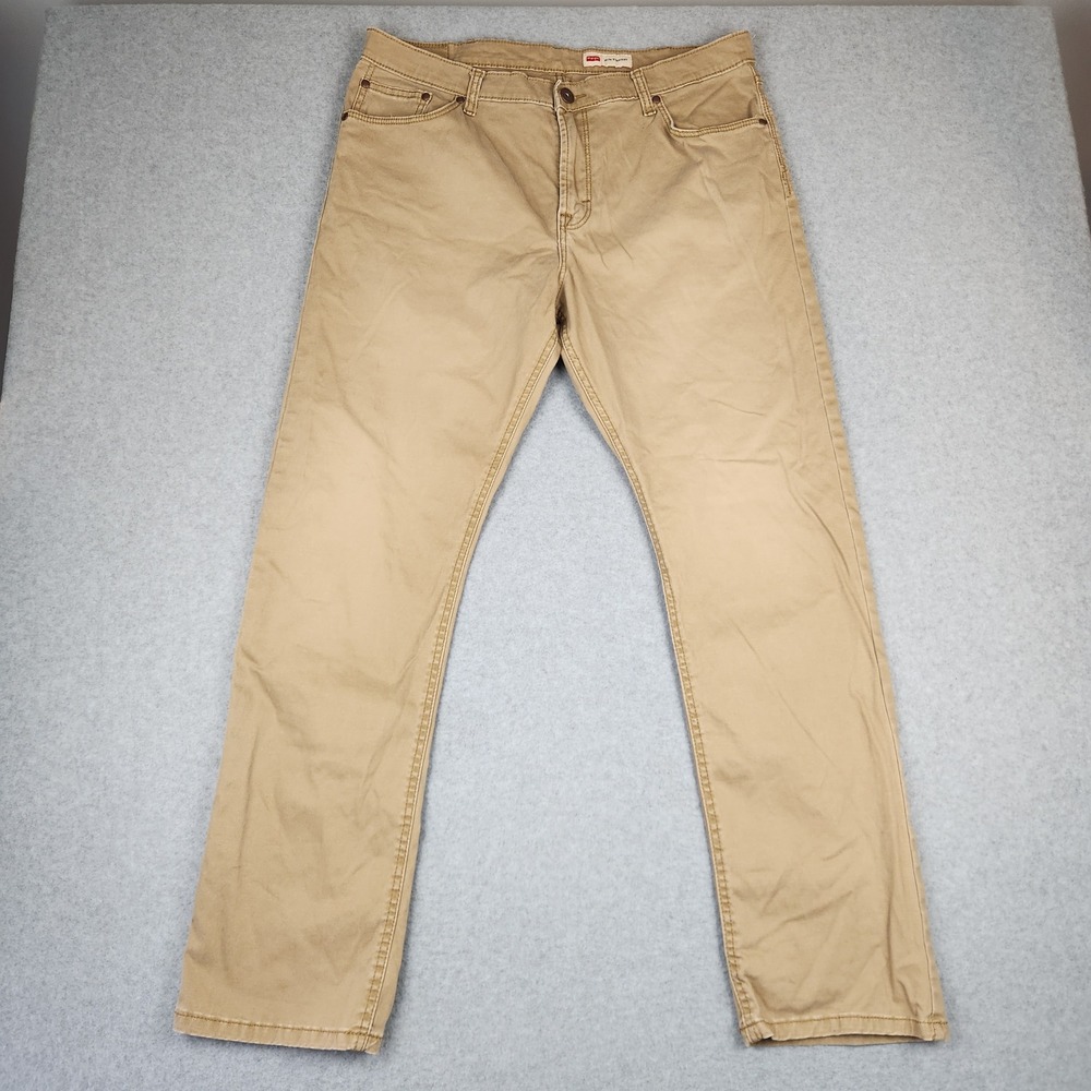 Wrangler Slim Straight Tan Khaki Pants Mens 36x32 Stretch Cotton 112325352